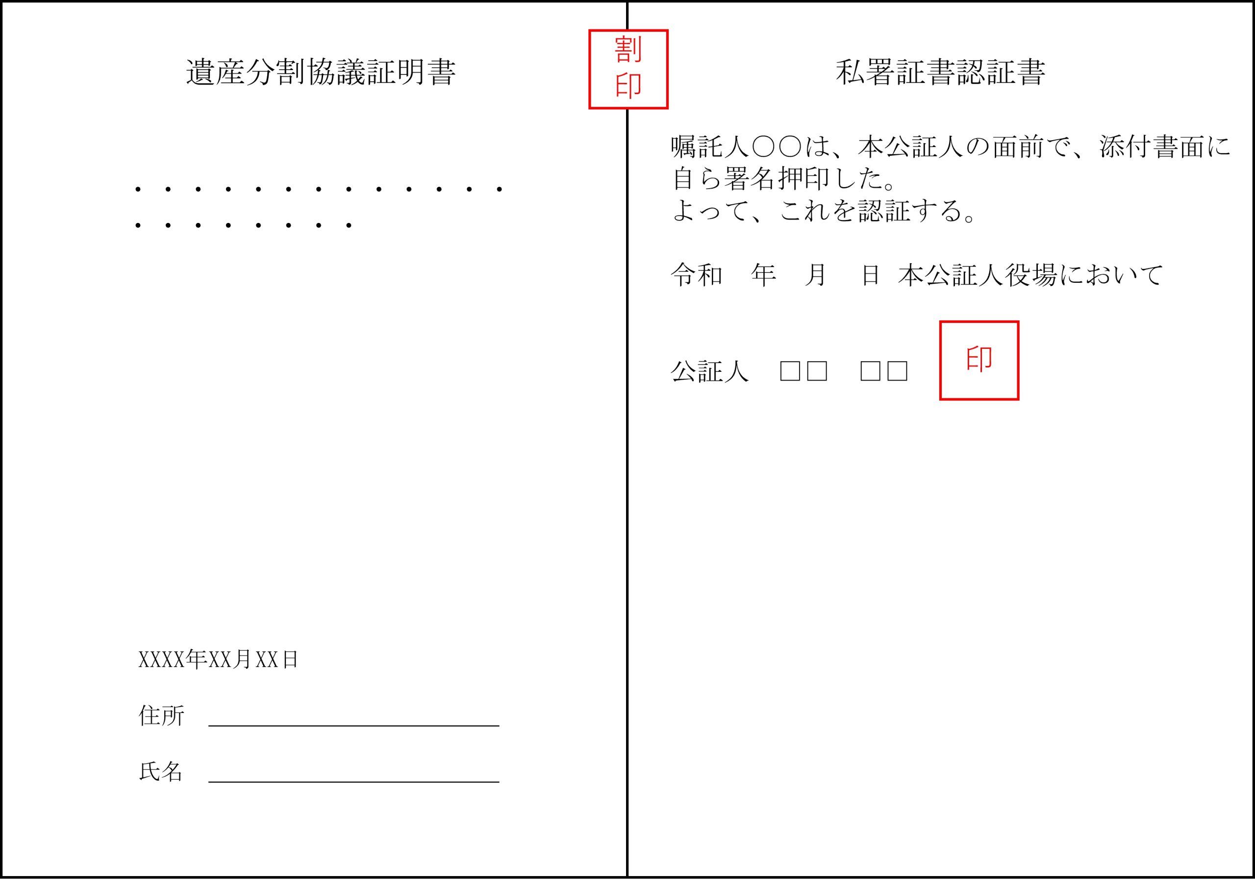 遺産分割協議証明書の例2